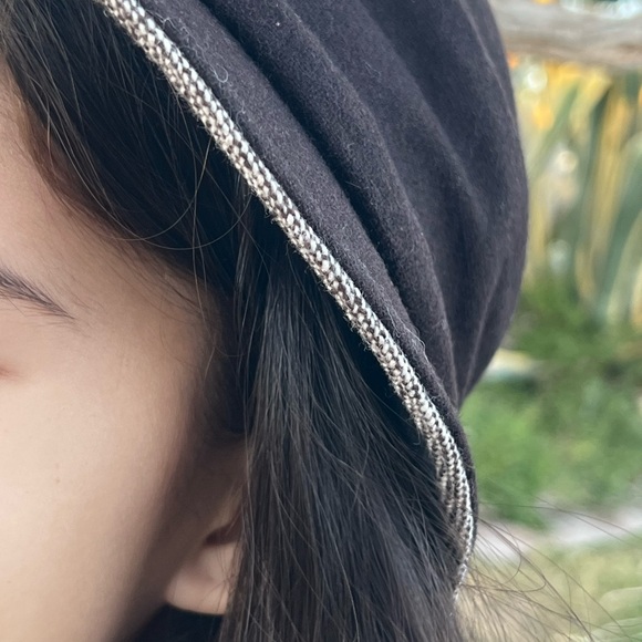 Wool Bucket Hat Brown color with Trim - Picture 5 of 11